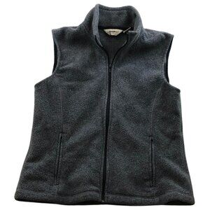 Eddie Bauer Women Vest Jacket Medium Full Zip Polartec Stand Up Collar Cozy Gray